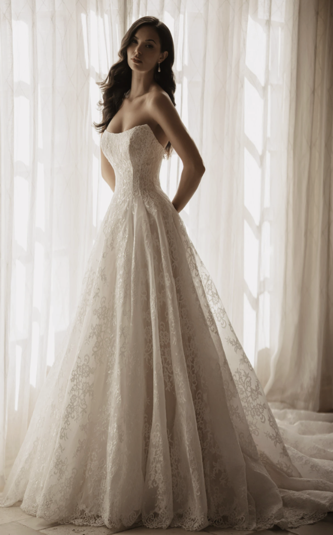 Why Lace A-Line Wedding Gowns Feel Right at Home in Charleston Image