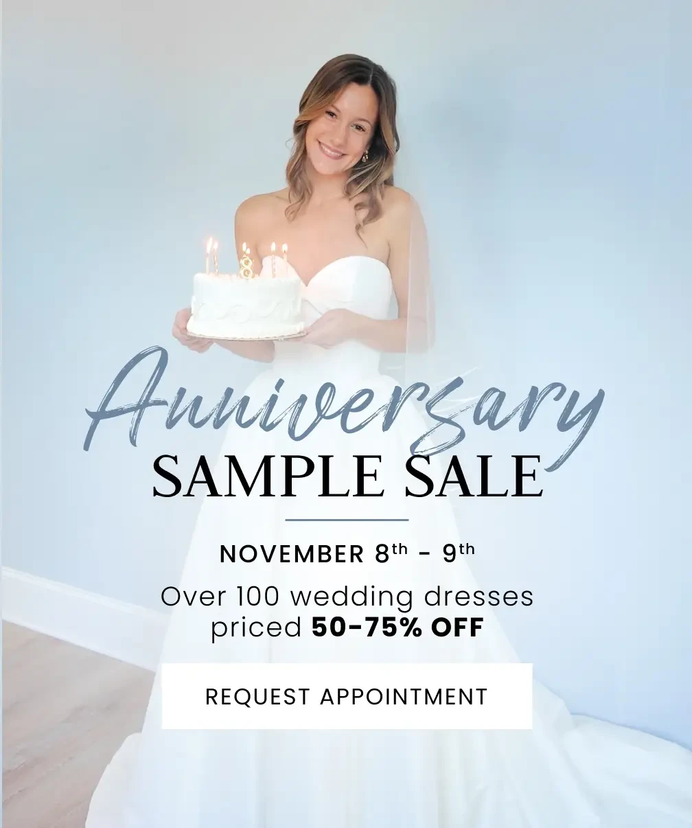 Anniversary bridal sale at gown boutique of Charleston